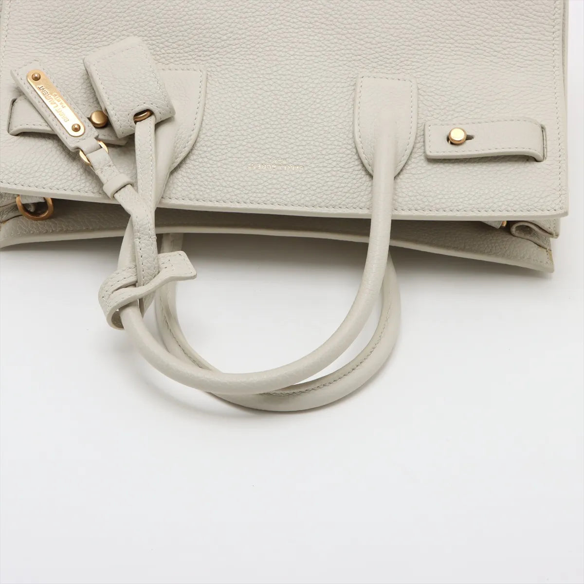 Saint Laurent Paris Sac de Jour Nano Leather Two-Way Handbag White