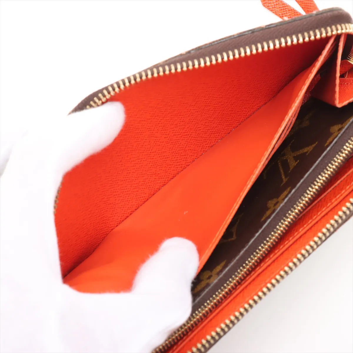 Louis Vuitton Monogram Clemence Wallet Brown x Orange