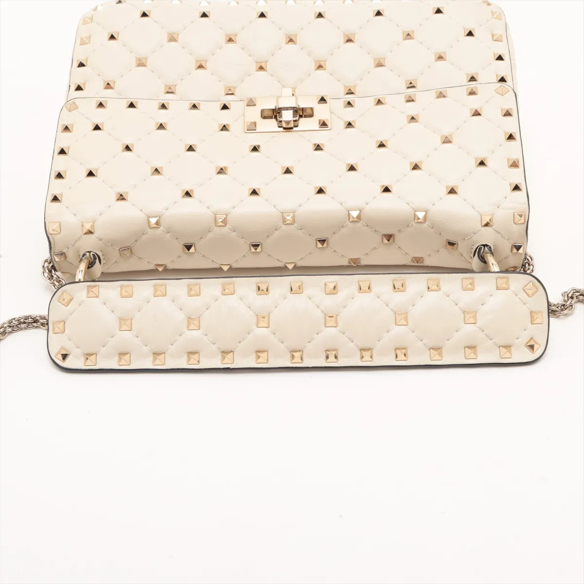 Valentino Garavani Matelasse Rockstud Leather Two-Way Chain Shoulder Bag Beige