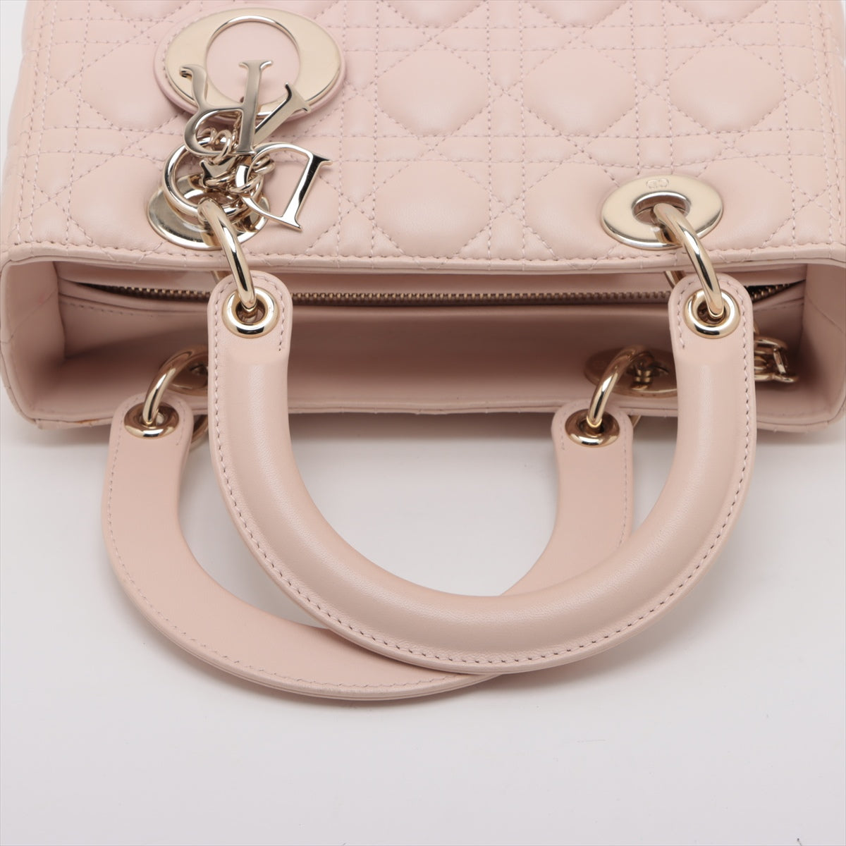 Christian Dior Lady Dior Cannage Leather Two-Way Handbag Pink