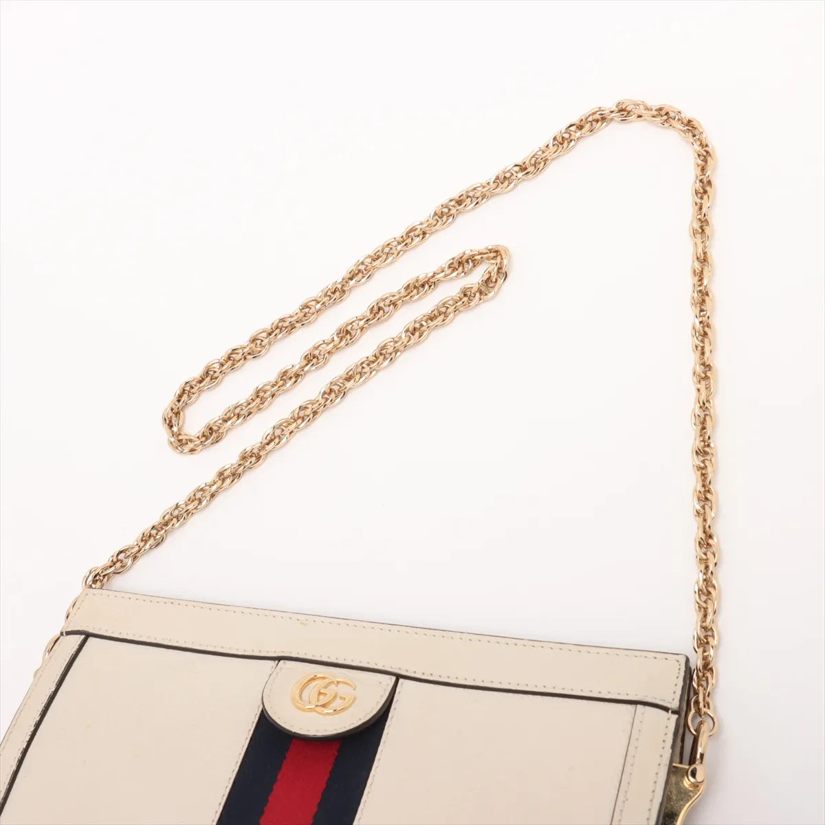 Gucci Ophidia Leather Chain Shoulder Bag White