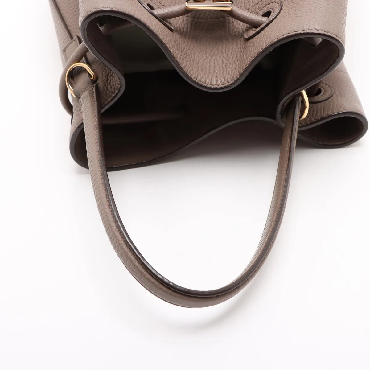 Burberry Small Drawstring Bucket Leather Two-Way Shoulder Bag Brown