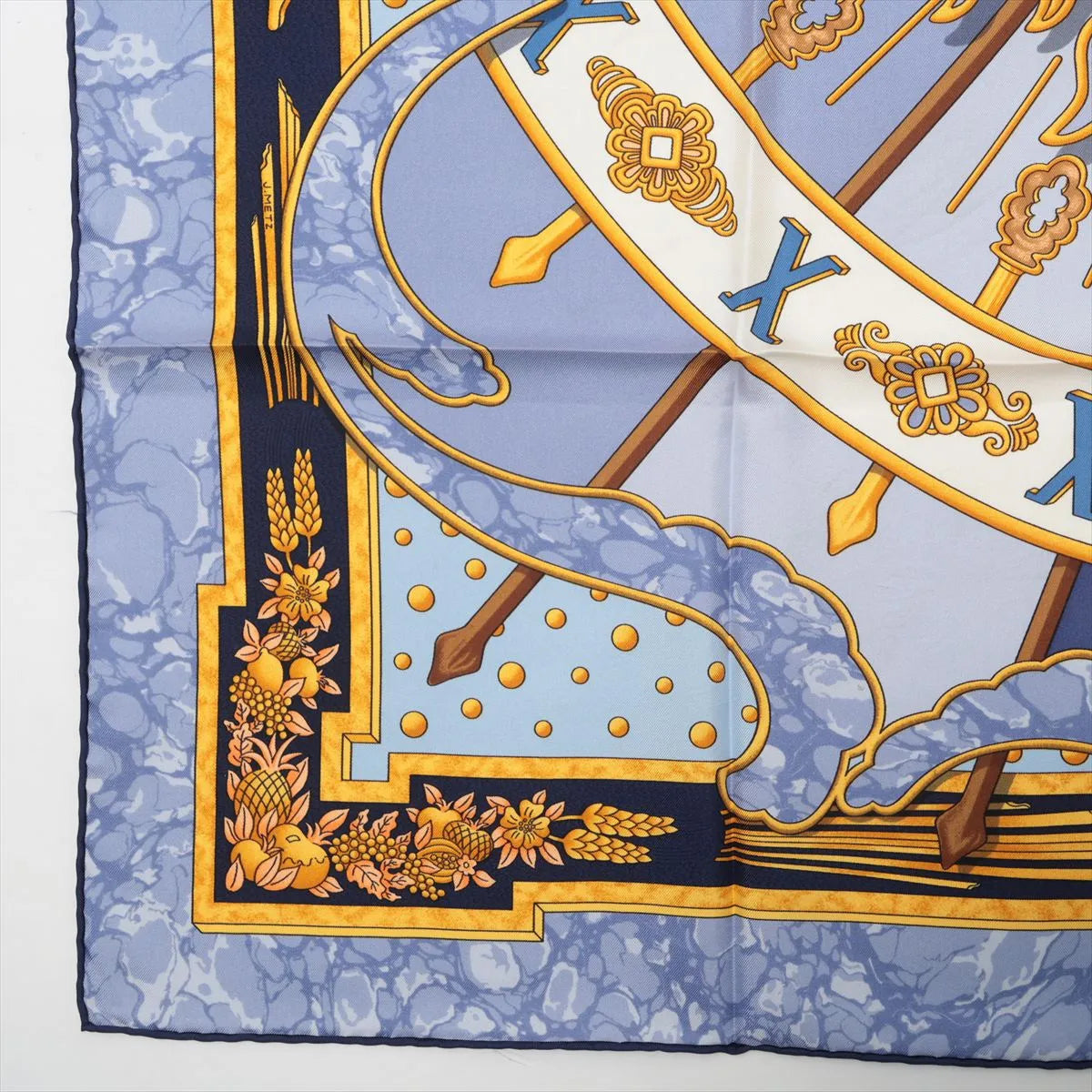 Hermes Carre 90 Carpe Diem Enjoy Today's Day Silk Scarf Yellow × Light Blue