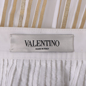 Valentino Garavani High-rise Pleated Midi Skirt White x Metallic Gold