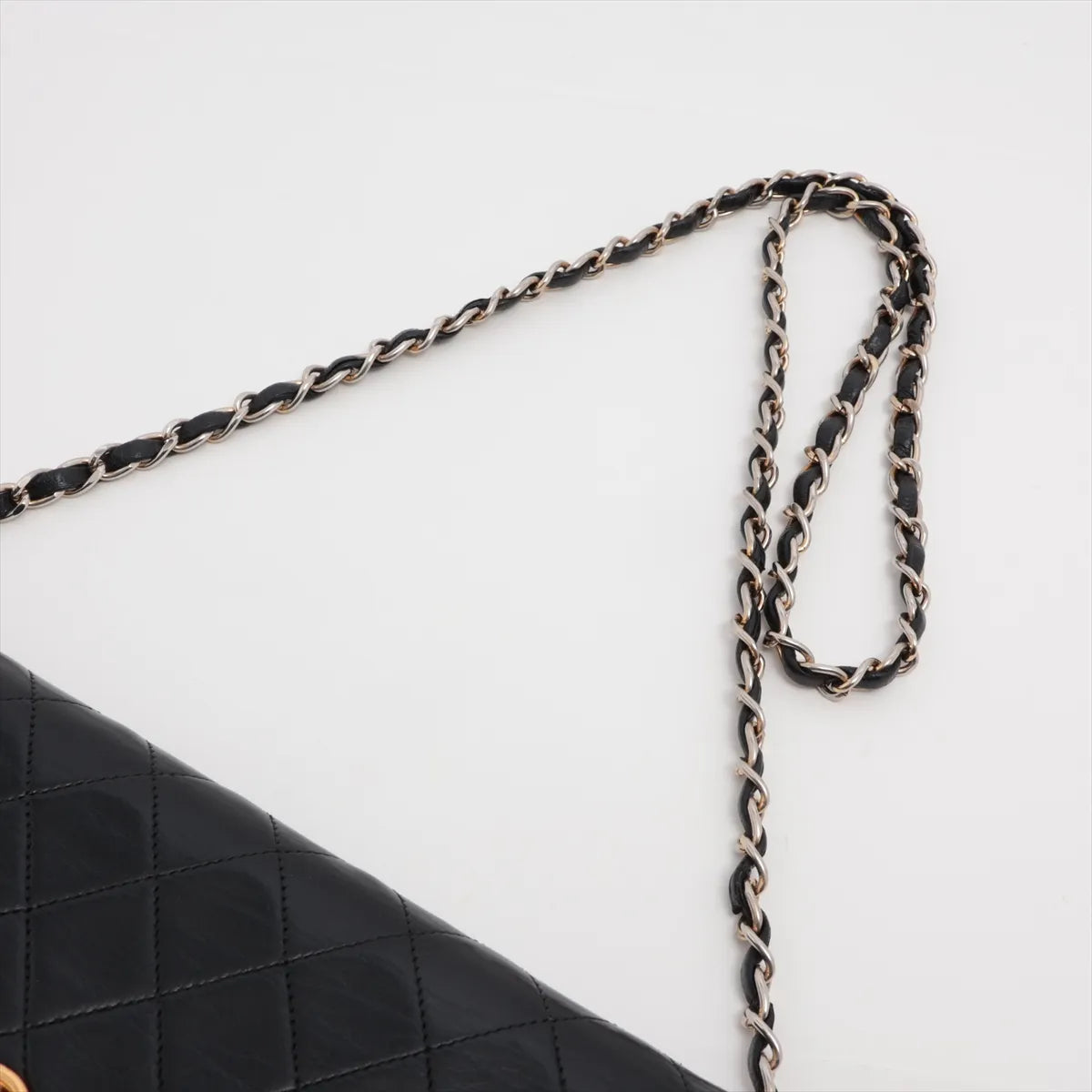 Chanel CC Logo Matelasse Lambskin Chain Shoulder Bag Black