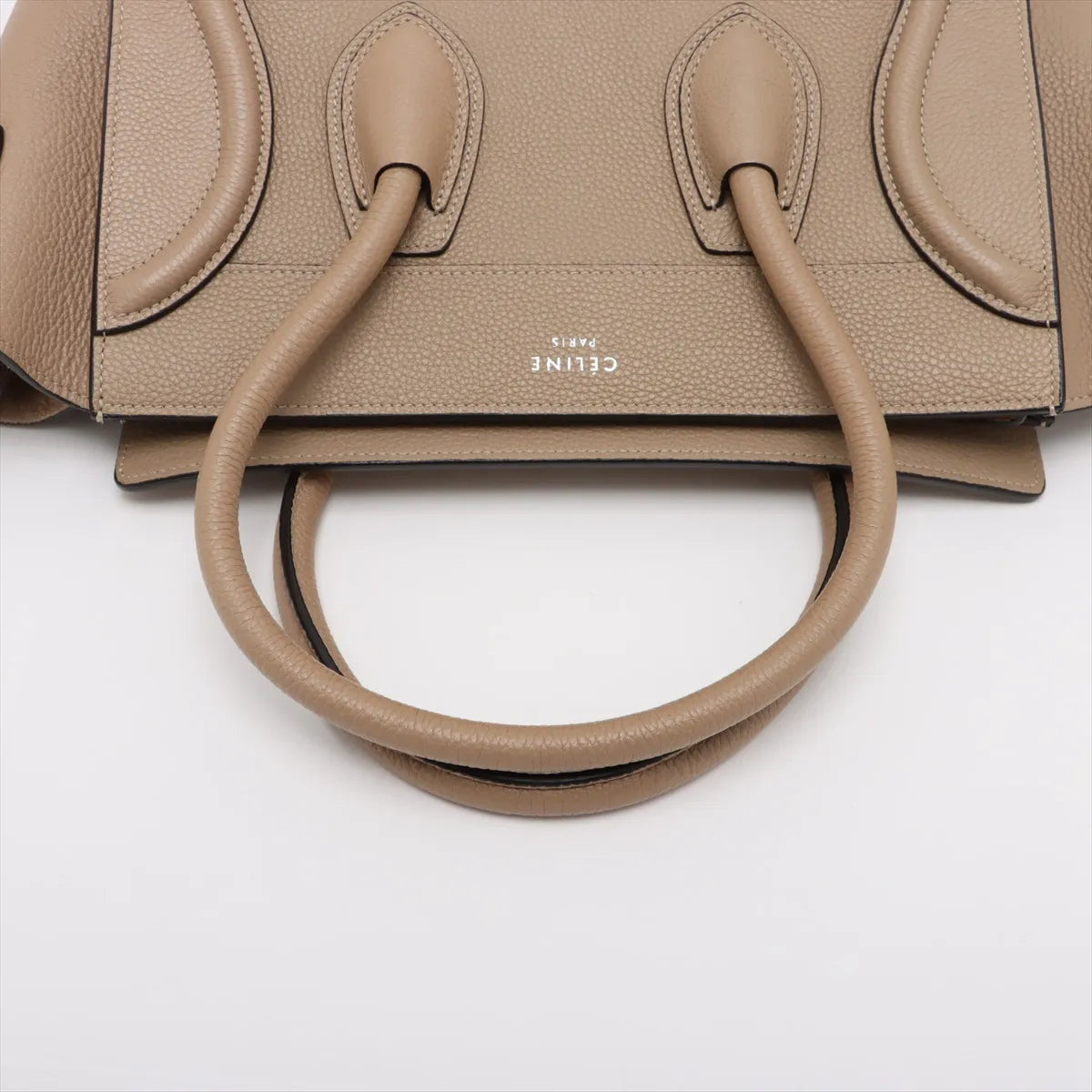 Celine Luggage Micro Shopper Leather Handbag Beige