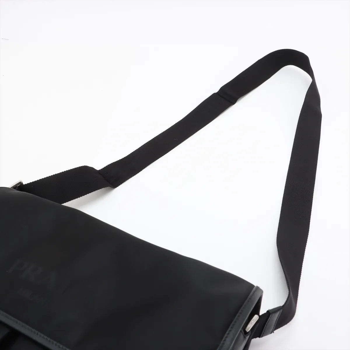 Prada Tessuto Nylon Leather Shoulder Bag Black