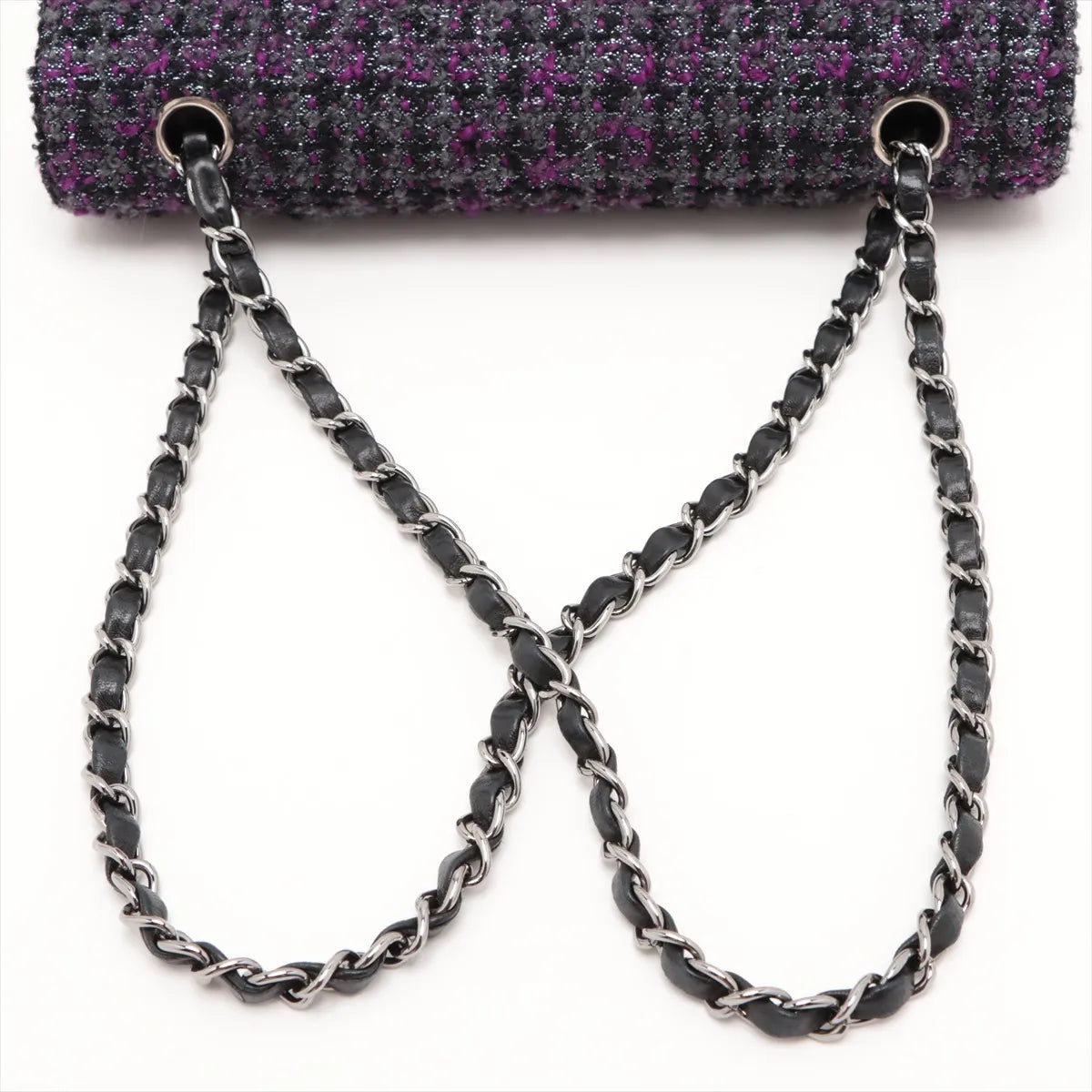 Chanel CC Logo Matelasse 25 Tweed Double Flap Double Chain Bag Purple x Black *PREORDER*