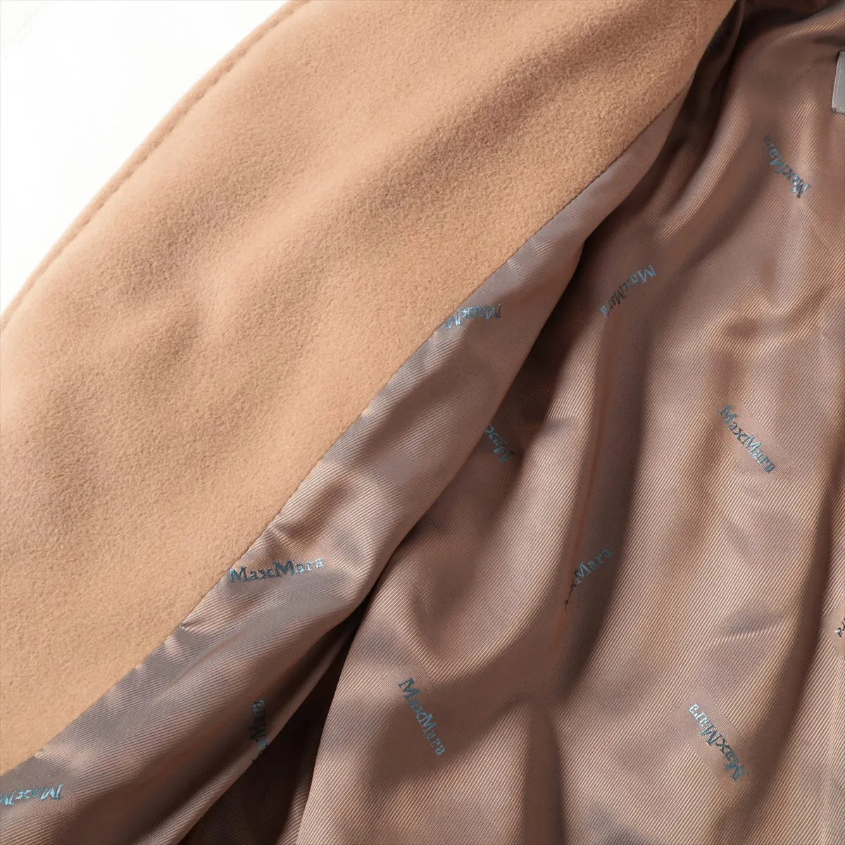 Max Mara Wool Long Belted Coat Beige