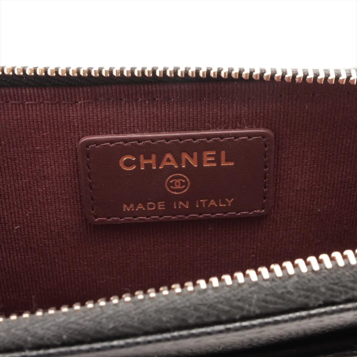 Chanel CC Logo Matelasse Caviar Skin Coin Card Purse Black