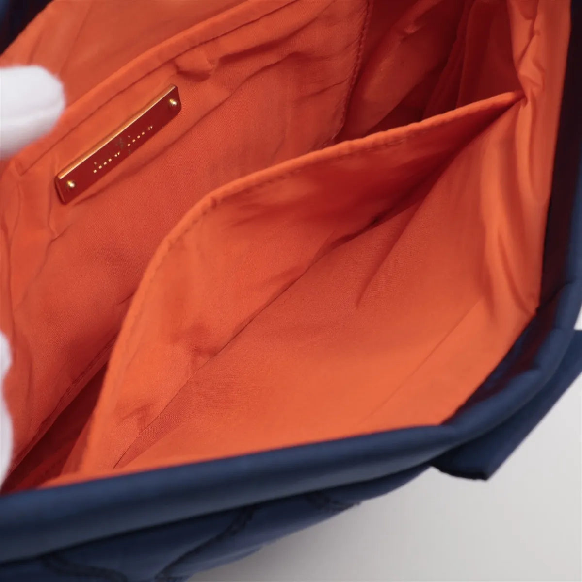 Miu Miu Logo Nylon Quilted Pouch Navy Blue