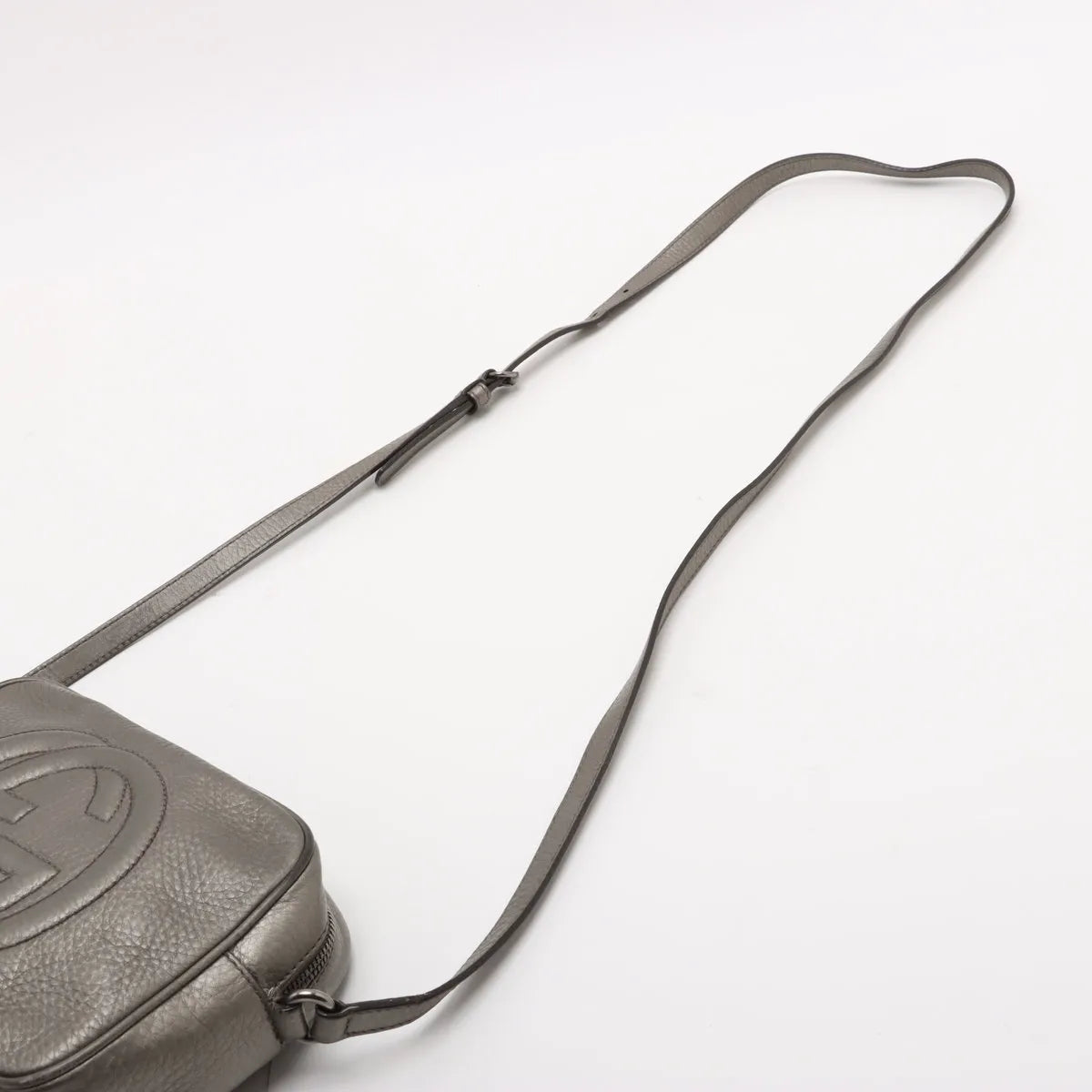 Gucci Metallic Soho Leather Camera Bag Silver