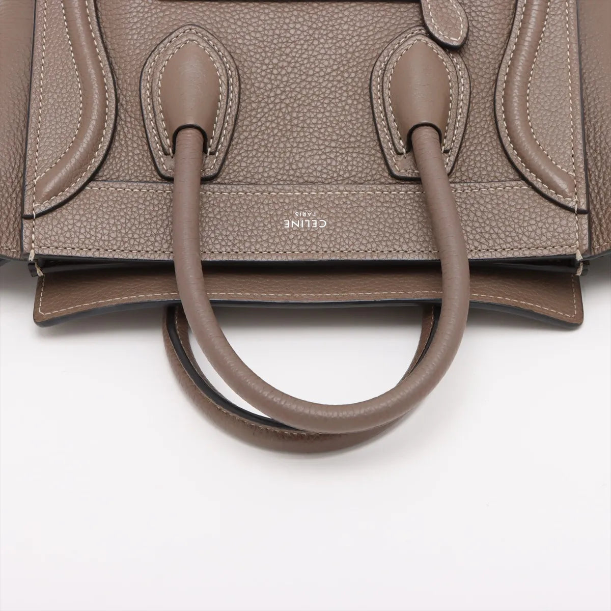 Celine Luggage Nano Shopper Leather Two-Way Shoulder Bag Dark Brown