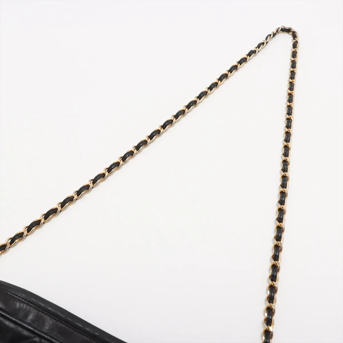 Chanel CC Logo Matelasse Lambskin Chain Shoulder Bag Black