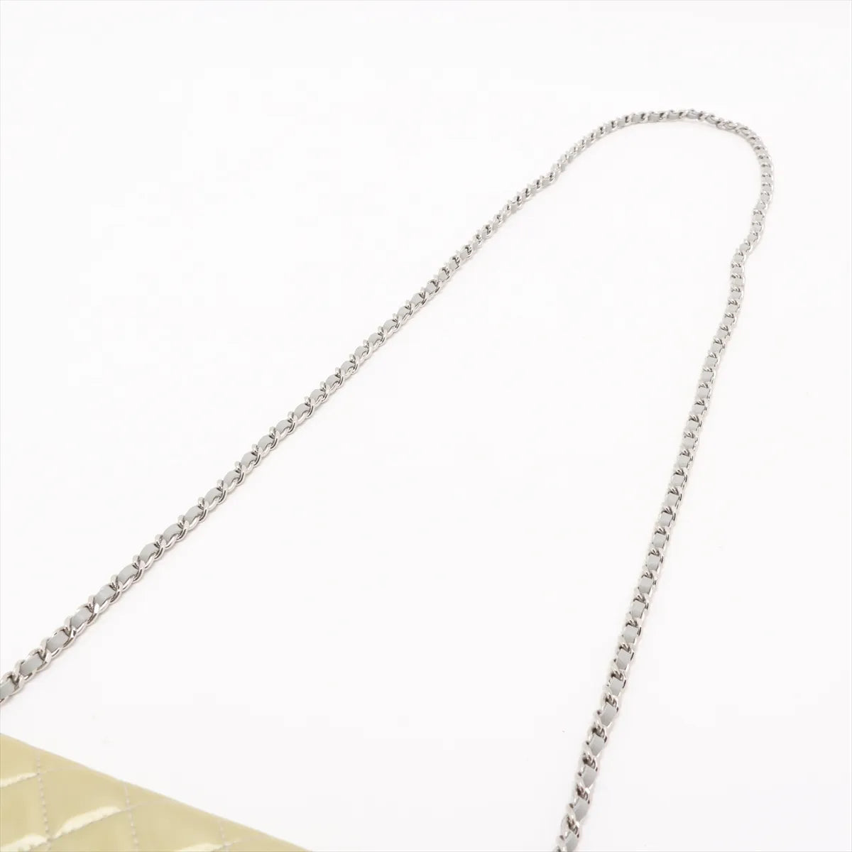 Top Chanel CC Logo Matelasse Patent Leather Chain Wallet Yellow