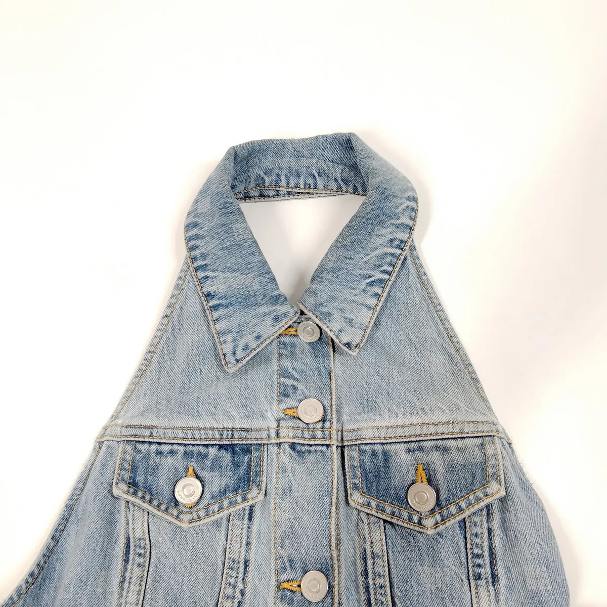Givenchy Backless Neck Halter Cotton Denim Dress Blue