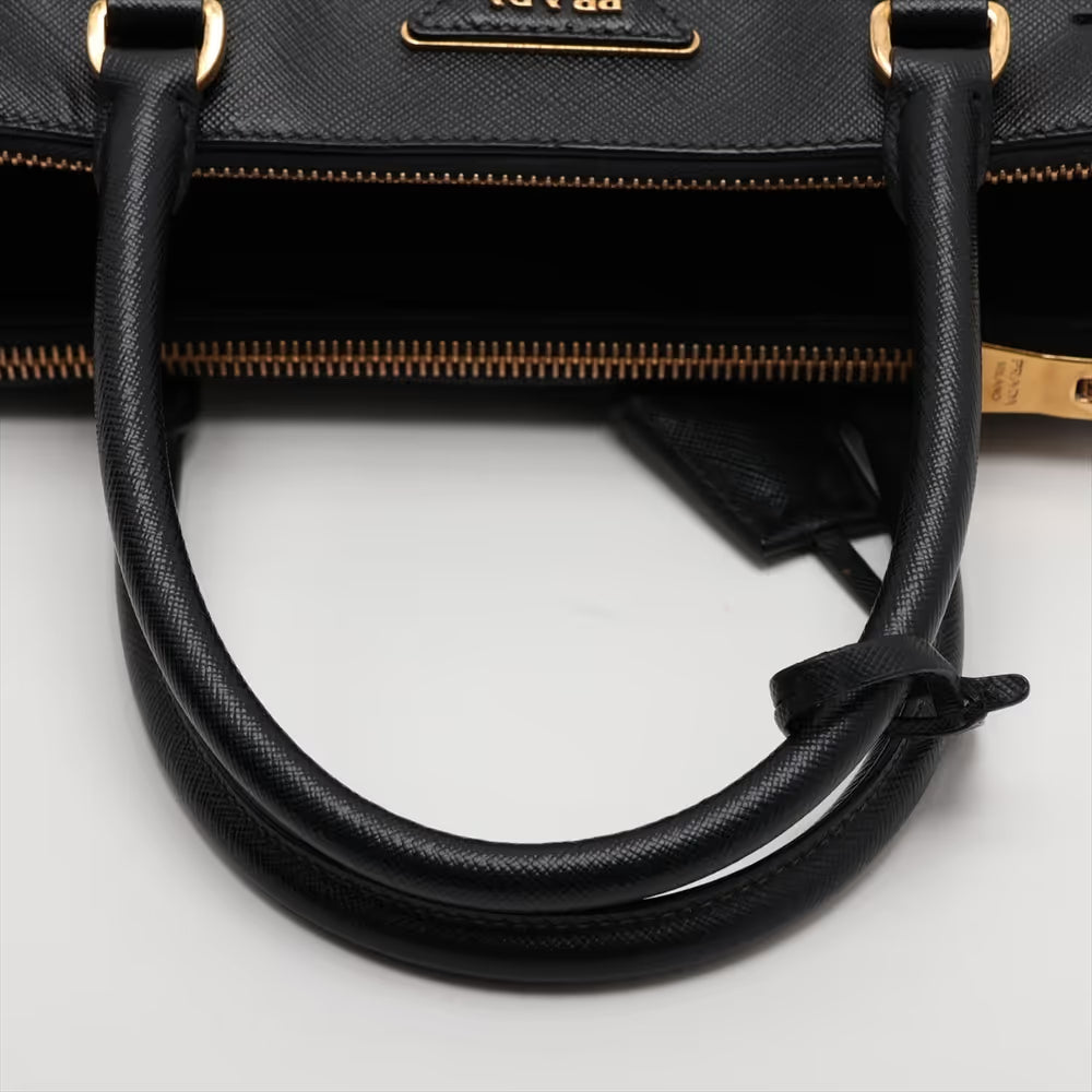Prada Saffiano Galeria Leather Two-Way Handbag Black