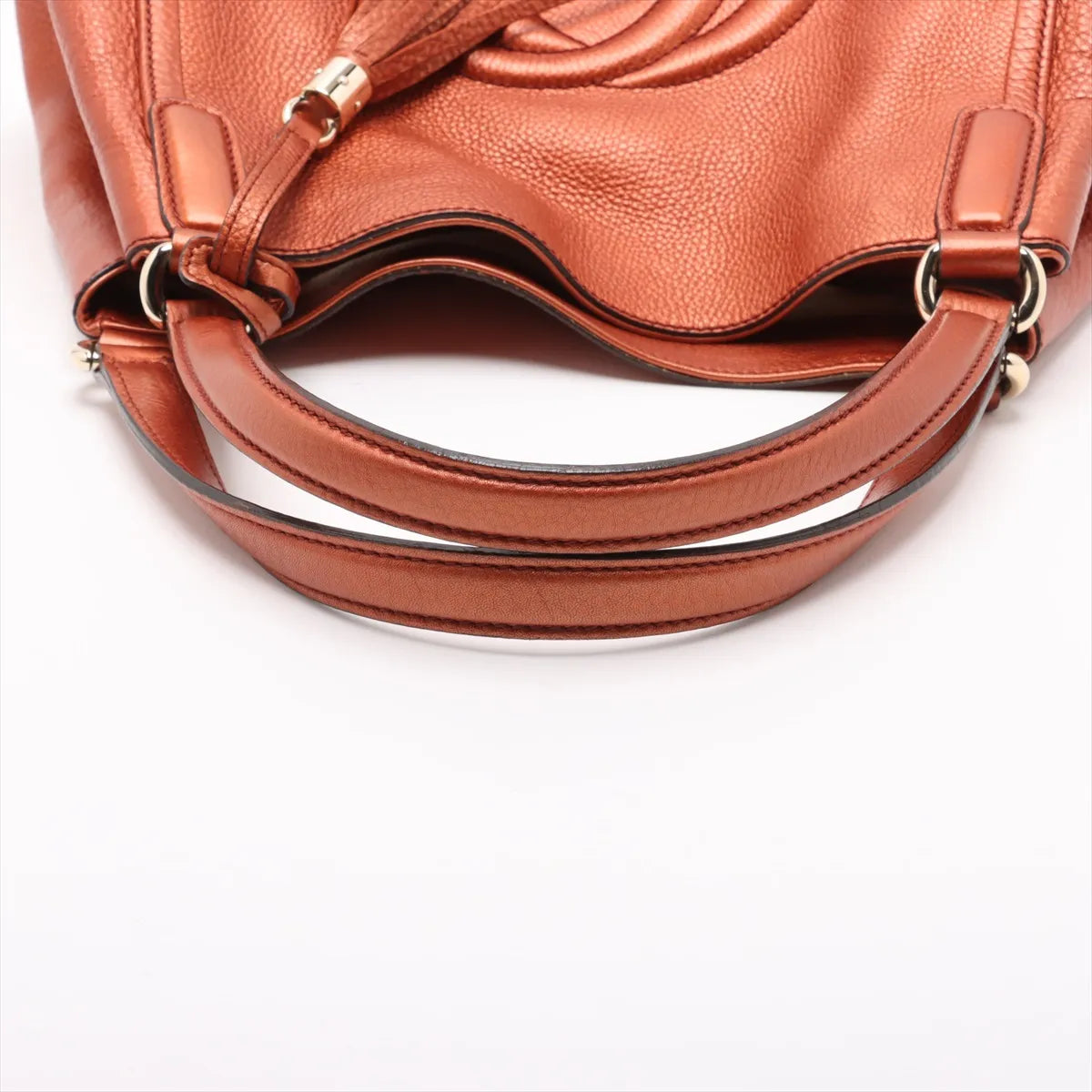 Gucci Soho Pebbled Leather Tote Bag Rust