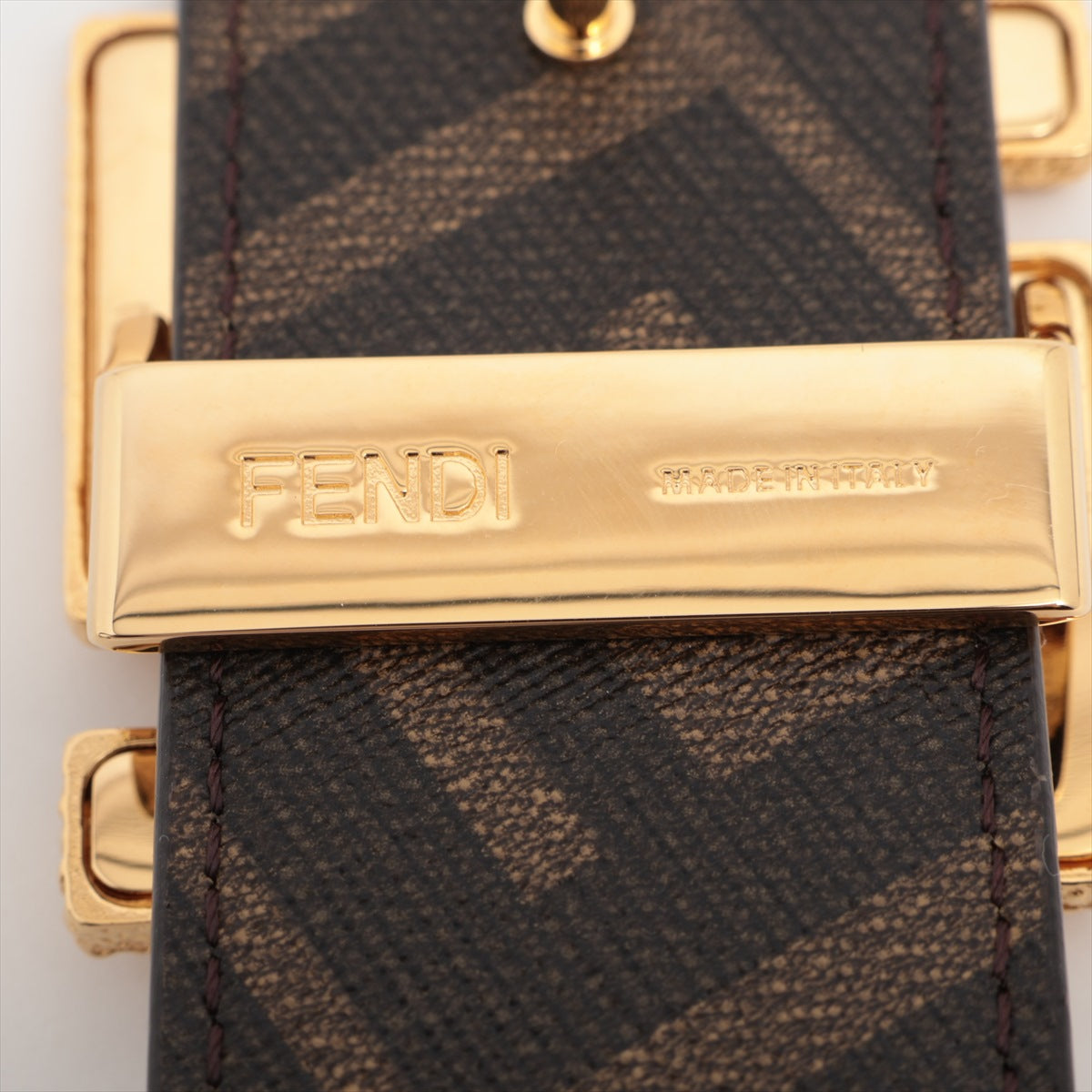 Fendi FF Logo Belt Gray x Brown