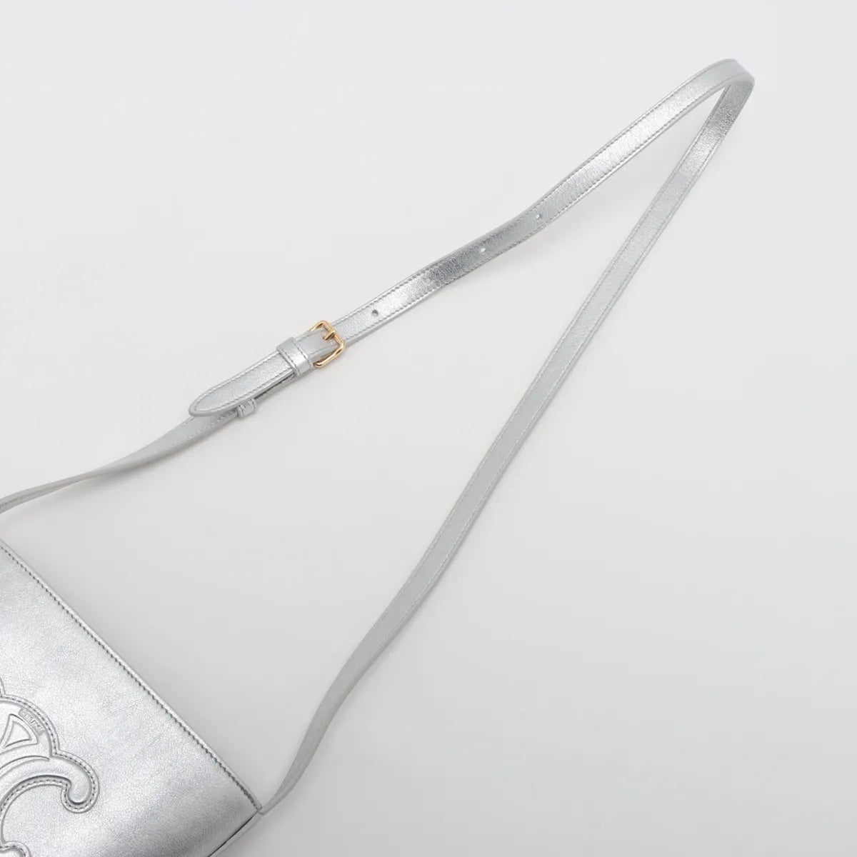 Celine Triomphe Leather Bucket Bag Silver