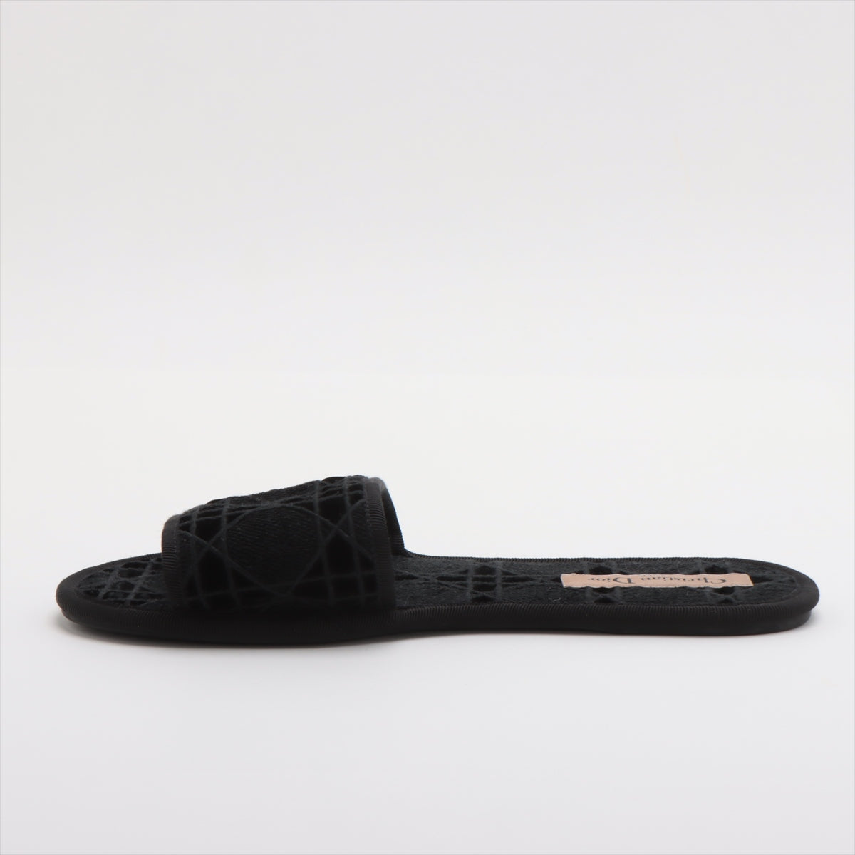 Christian Dior Cannage Velour Slide Sandal Black