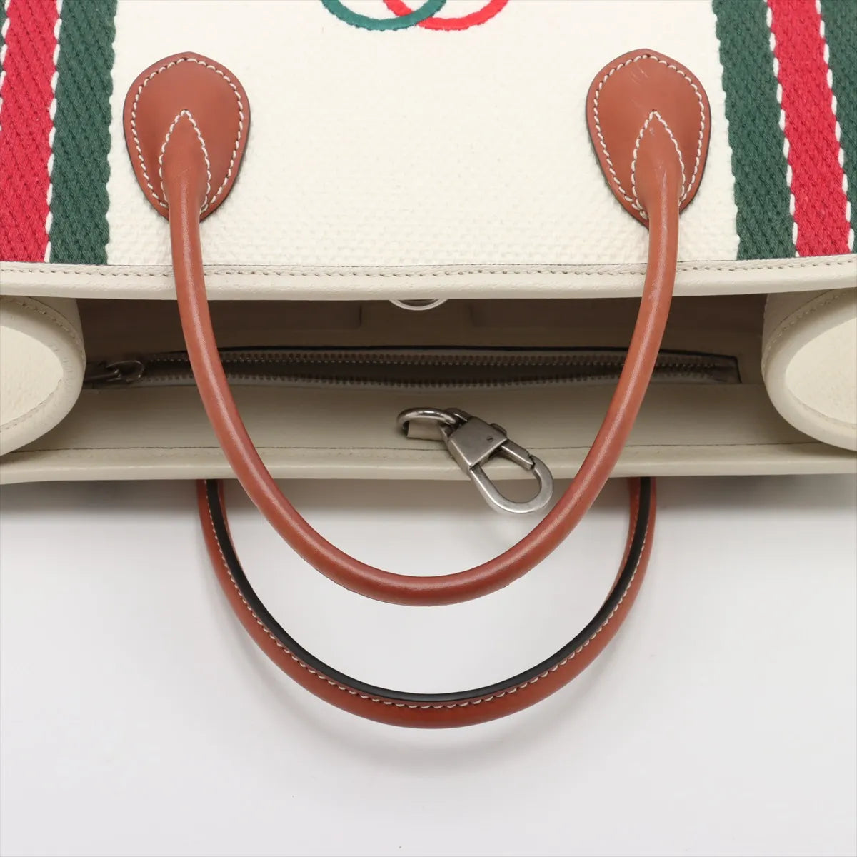 Gucci Interlocking GG Logo Canvas Leather Two-Way Tote Bag Ivory x Brown