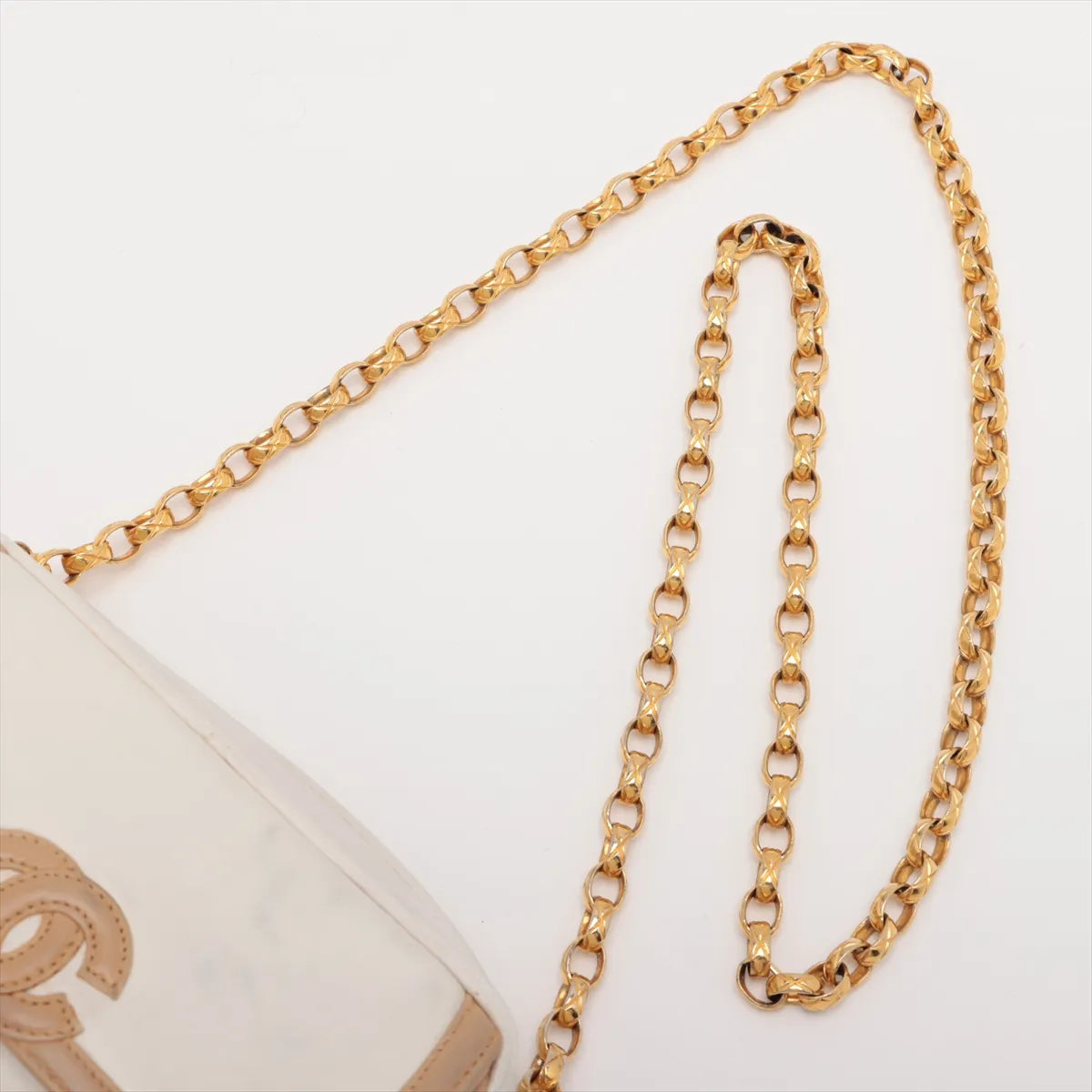 Chanel CC Logo Lambskin Chain Shoulder Bag White