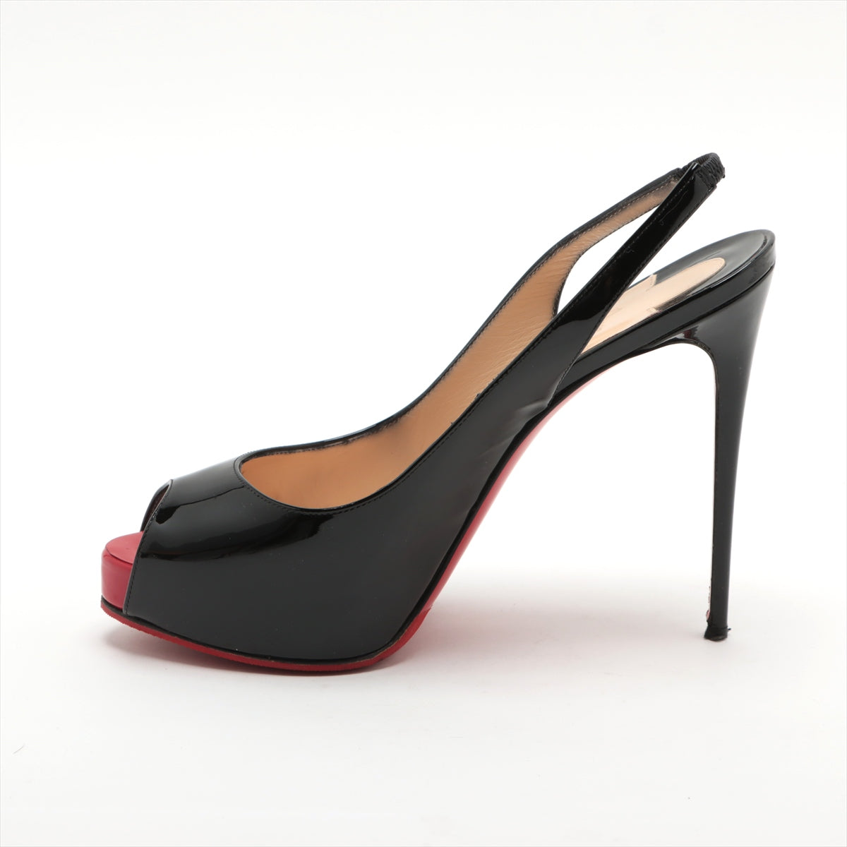 Christian Louboutin Patent Leather Open-toe Sling Back Pump Black