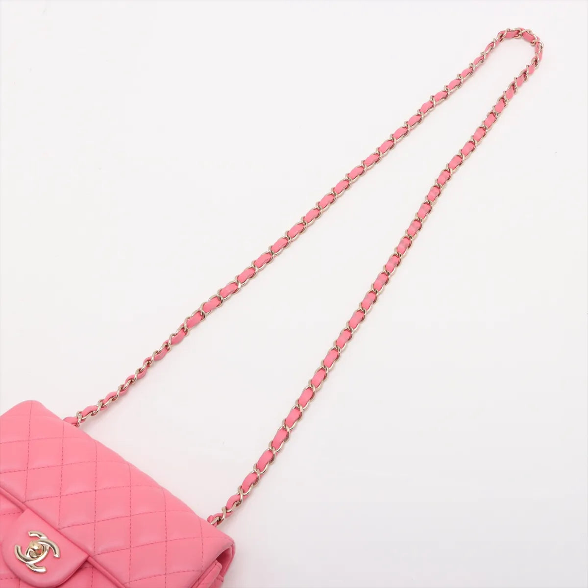 Chanel Mini Matelasse 20 Lambskin Single Flap Single Chain Bag Pink