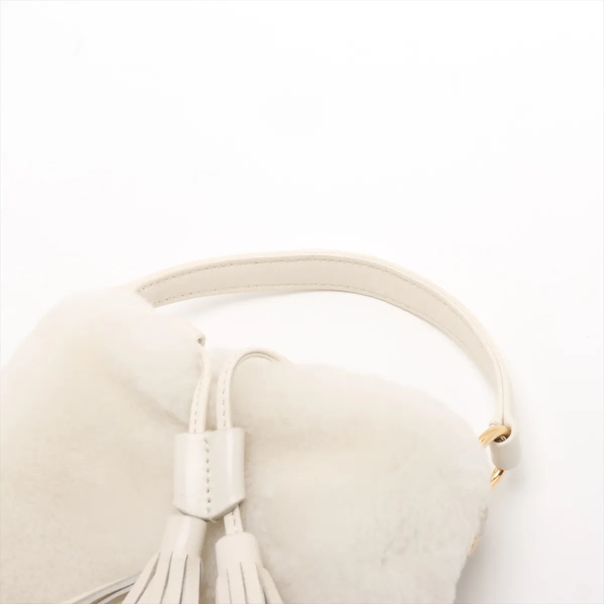 Miu Miu Fur Leather Two-Way Bucket Bag White