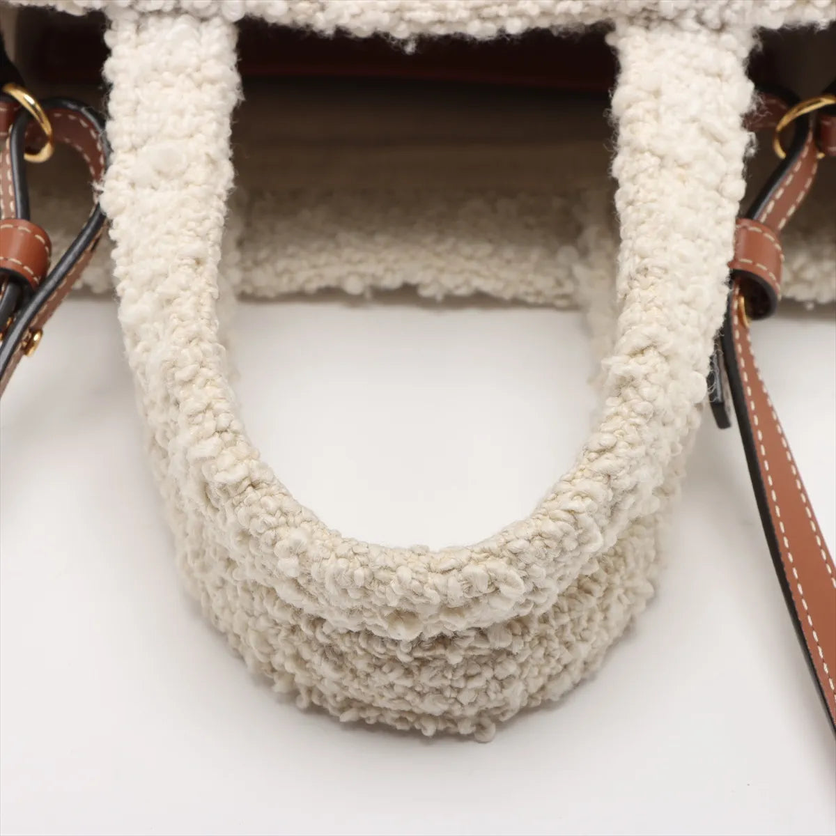 Celine Triomphe Small Cabas Two-Way Handbag White x Green