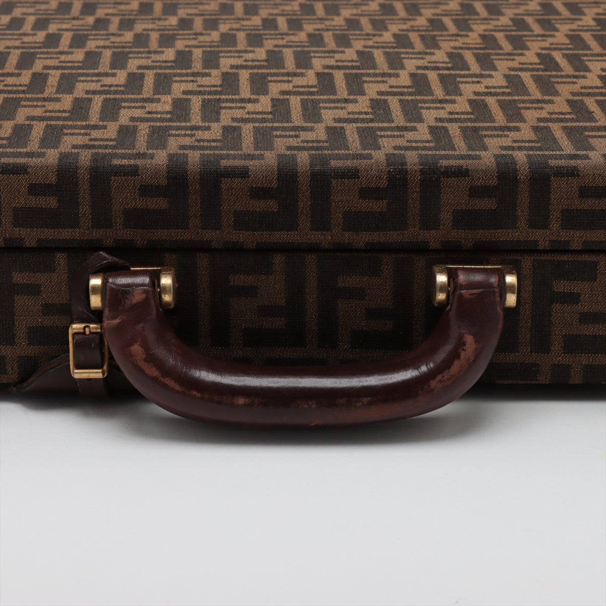 Fendi Zucca Canvas Leather Briefcase Brown