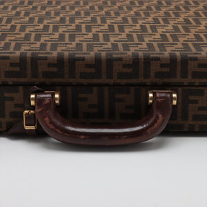 Fendi Zucca Canvas Leather Briefcase Brown