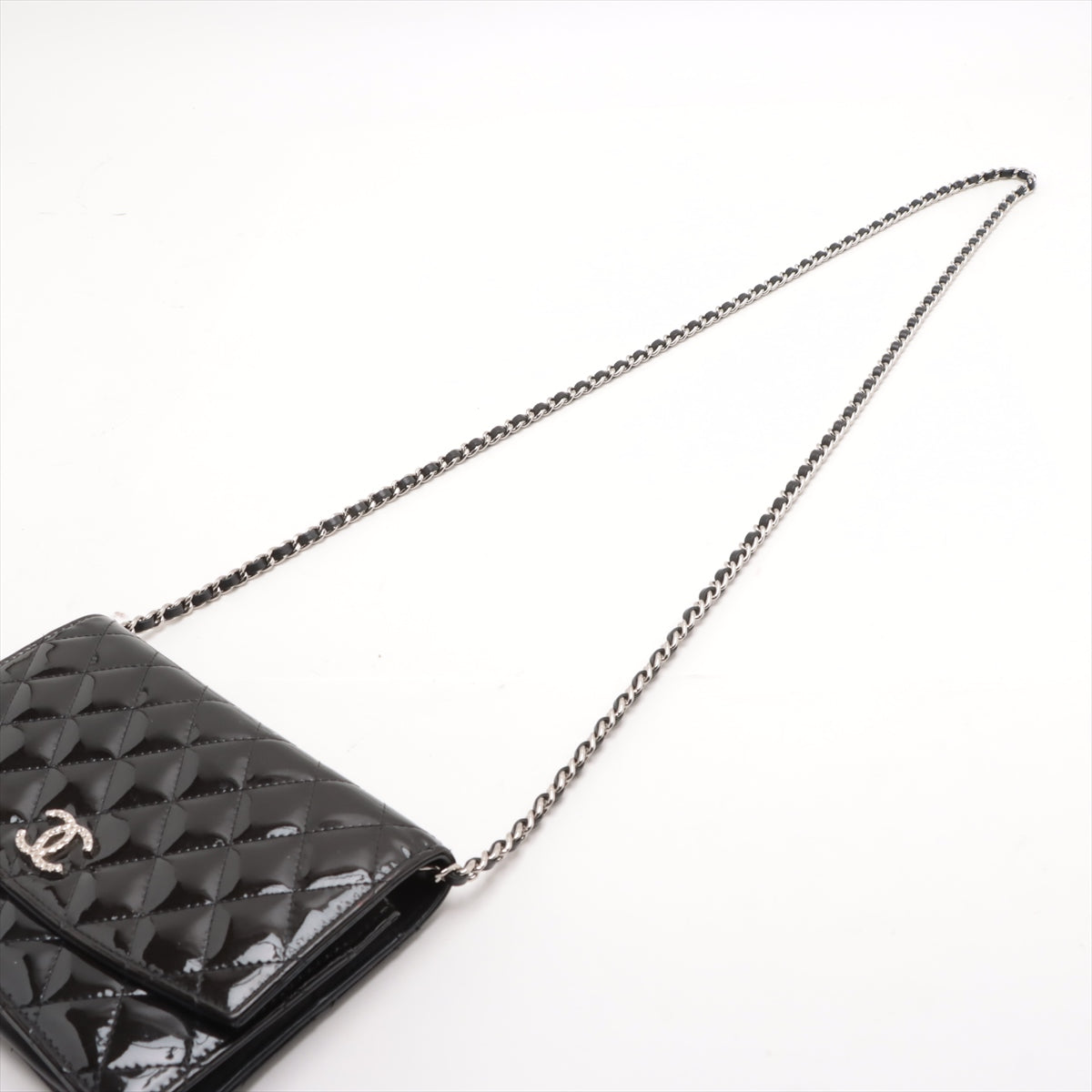 Chanel CC Logo Matelasse Patent Leather Chain Wallet Black * PREORDER *