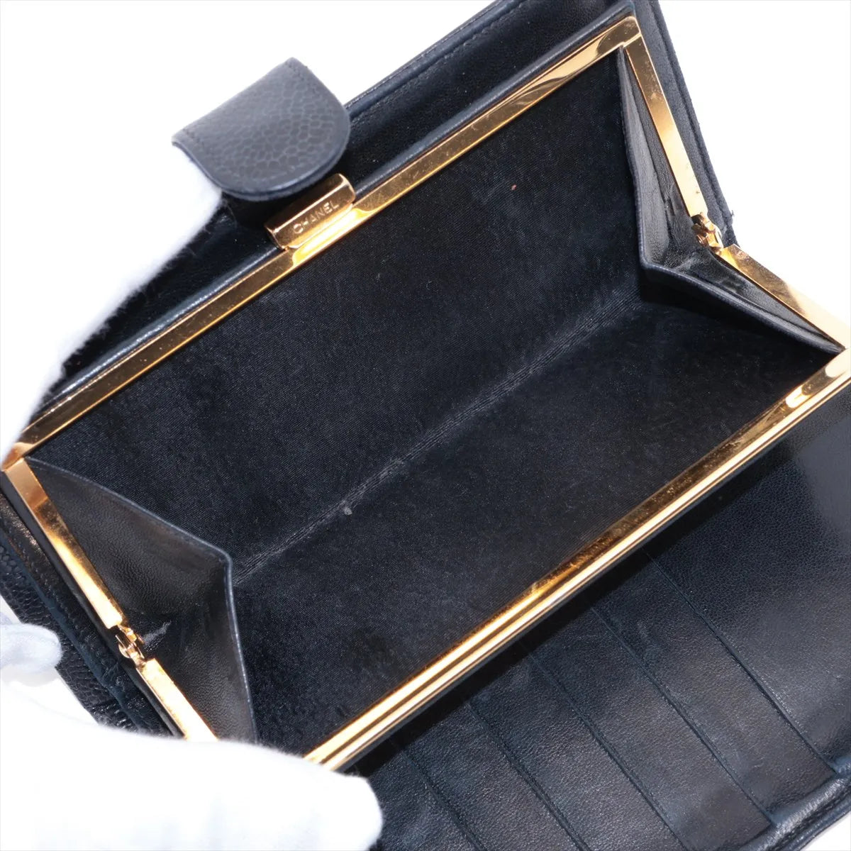Chanel CC Logo Caviar Skin Long Wallet Black