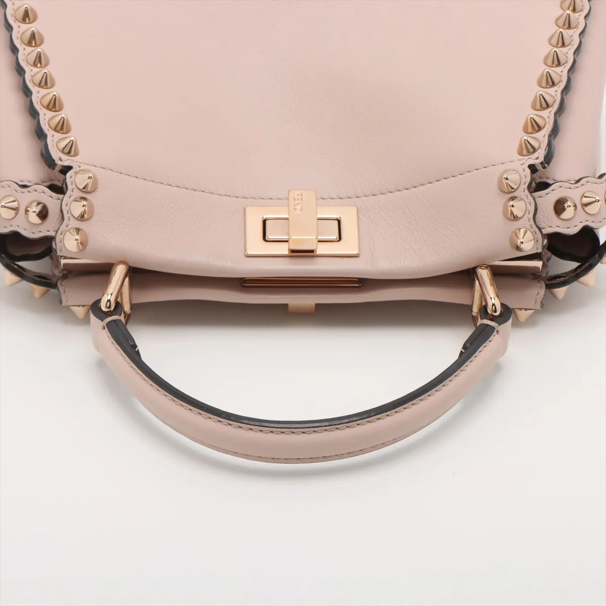 Fendi Mini Peekaboo Leather Studs Two-Way Handbag Pink