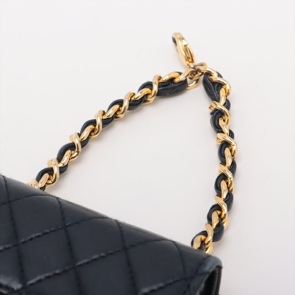 Chanel CC Logo Mini Matelasse Lambskin Chain Shoulder Bag Navy Blue