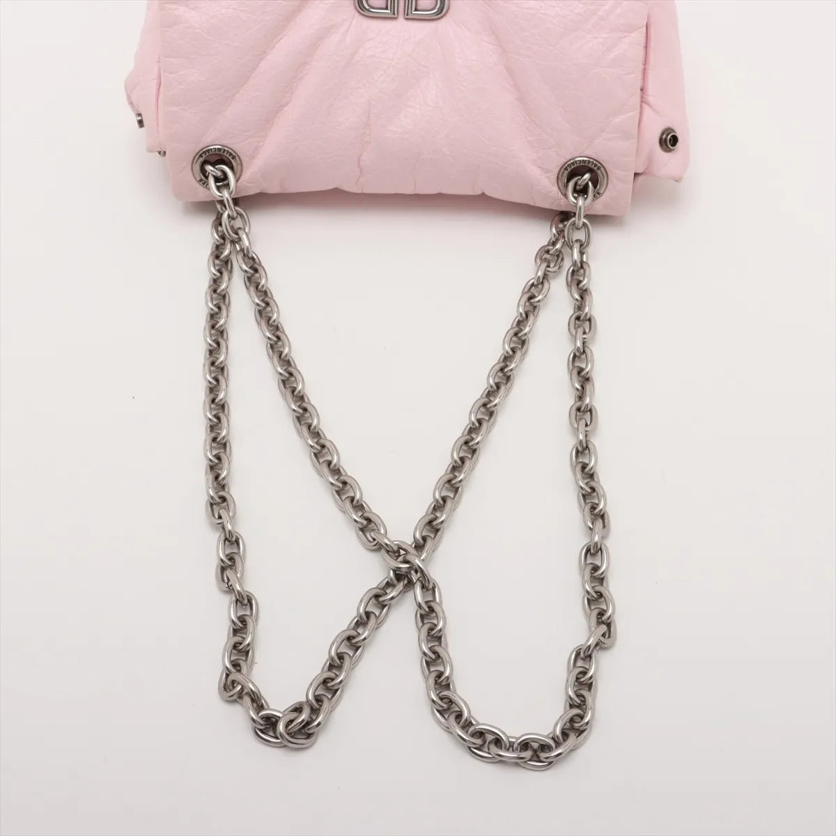Balenciaga Monaco Leather Chain Shoulder Bag Pink