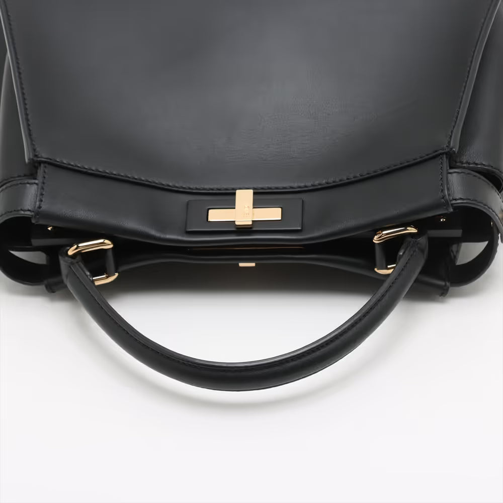Fendi Peekaboo Regular Leather Two-Way Handbag Black