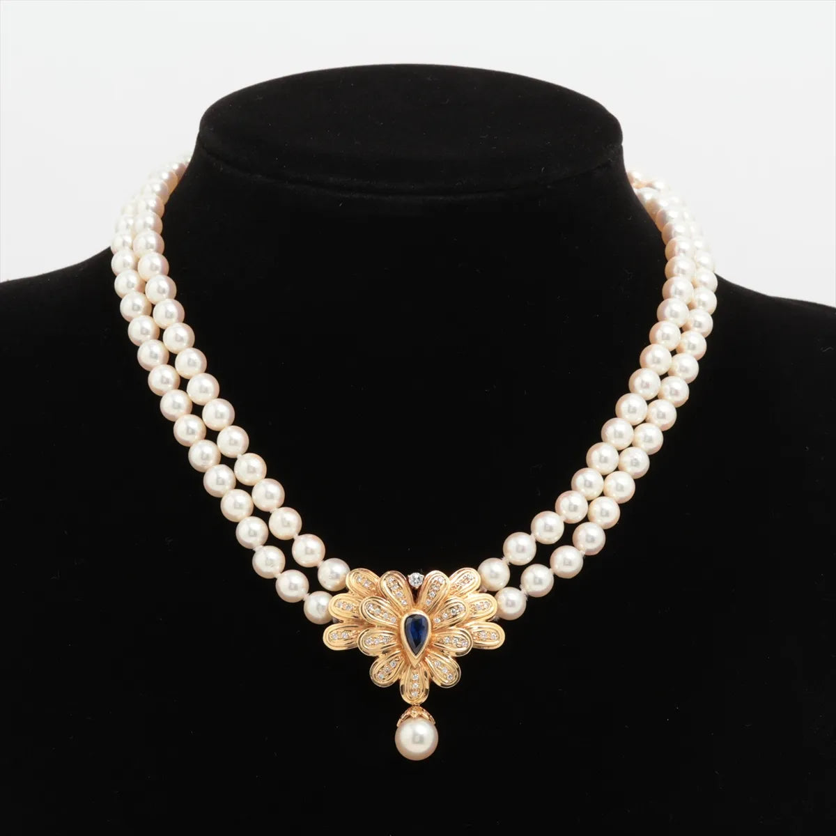 Top Buy Second Hand Two Layer Pearl Sapphire Diamond Necklace