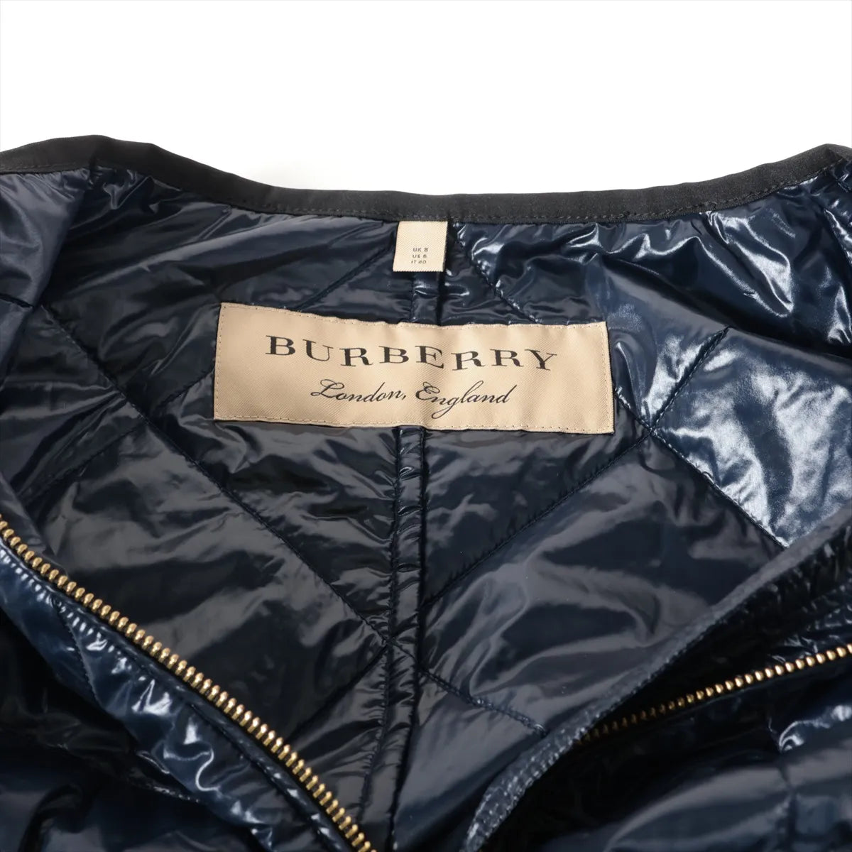 Burberry Glossy Leather Bomber Insulated Jacket Navy Blue