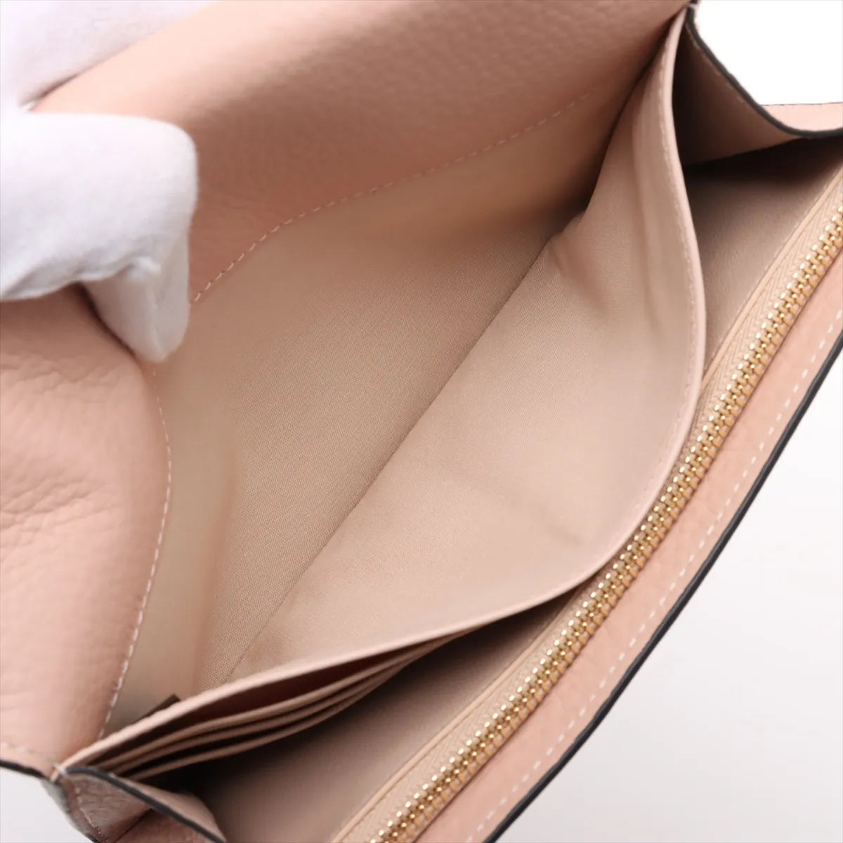 Chloe Alphabets Leather Long Wallet Pink