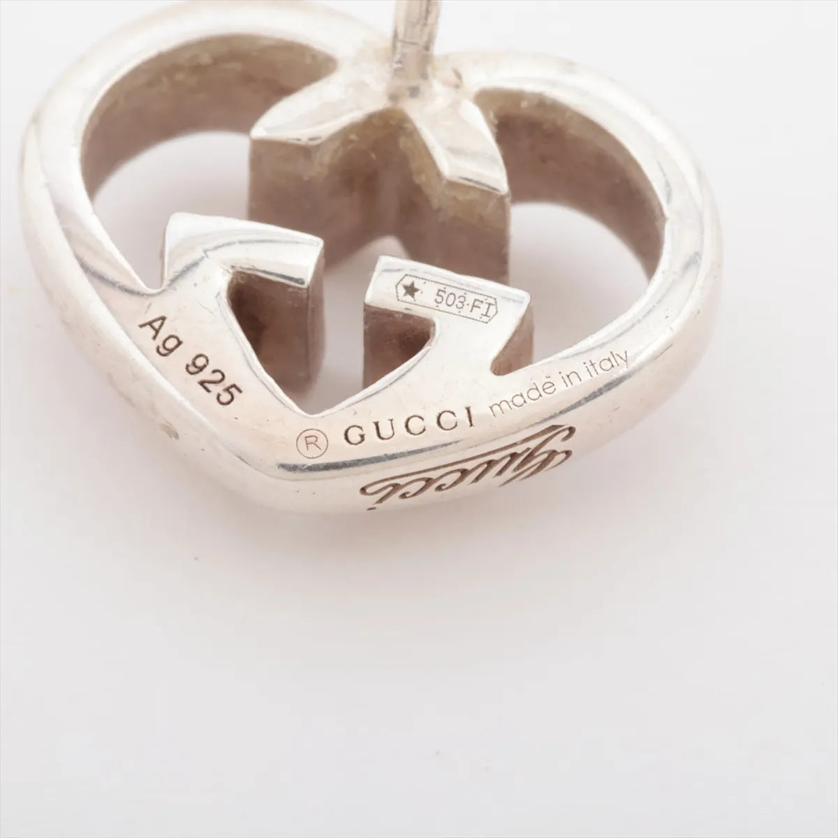 Gucci Interlocking GG Logo Heart Stud Earring