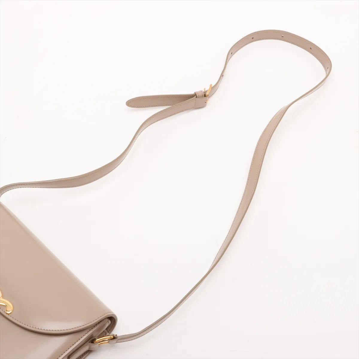 Celine Triomphe Leather Half-moon Shoulder Bag Beige