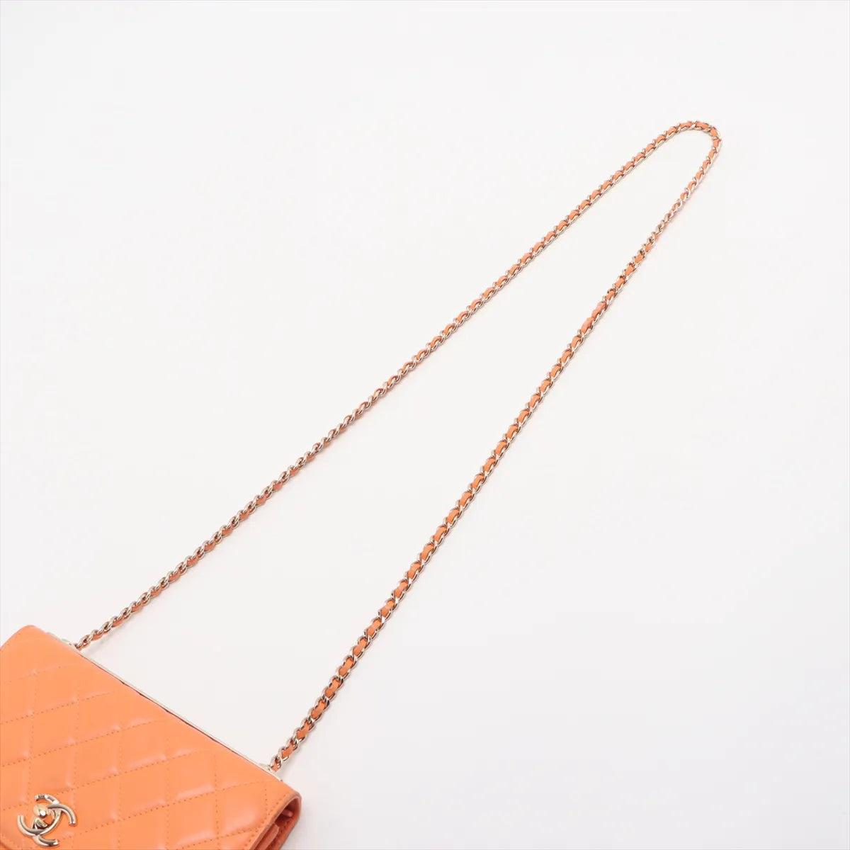 Top Chanel Trendy Multicolor Chanel Logo Lambskin Chain Wallet On Chain Orange