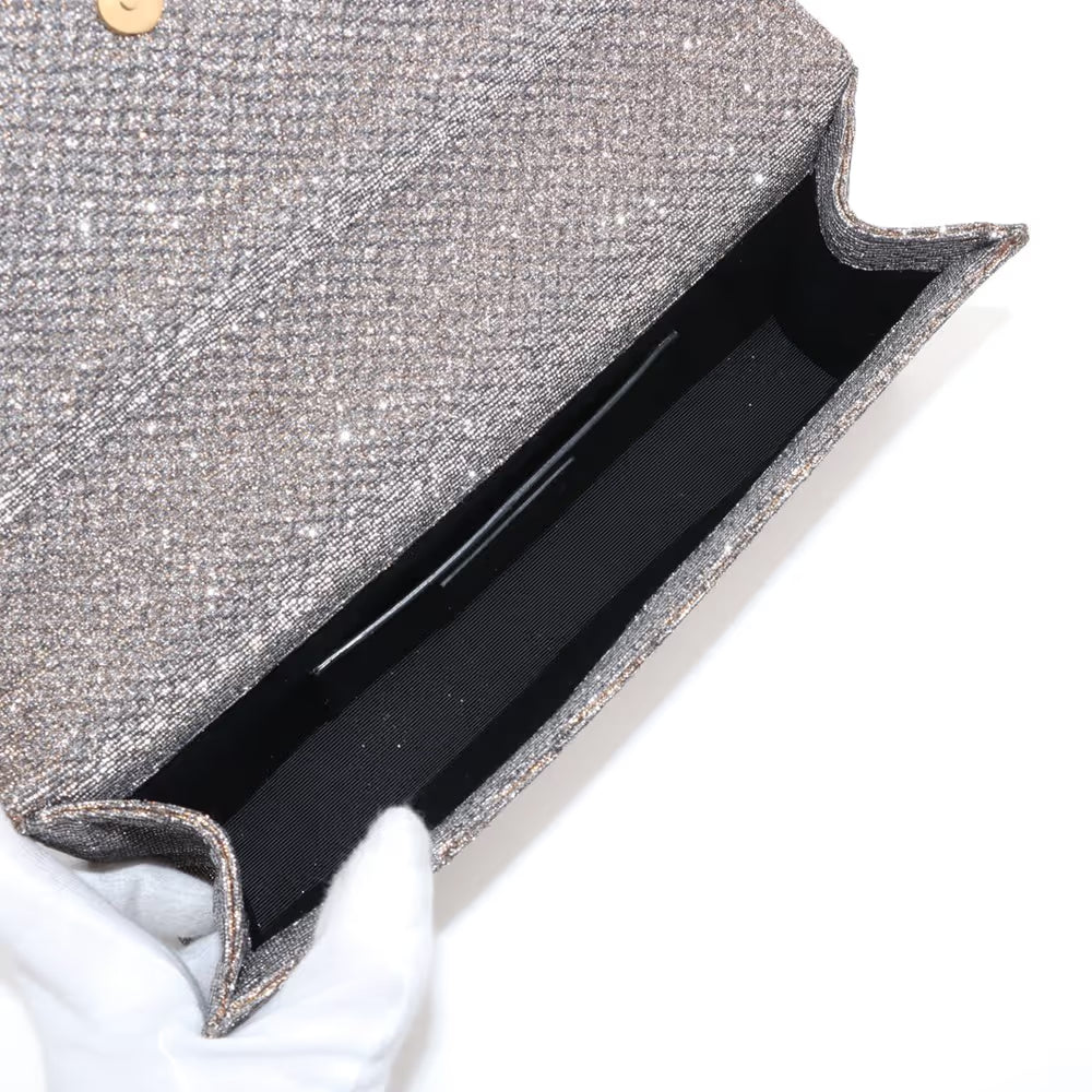 Saint Laurent Paris Kate Fabric x Lame Clutch Bag Silver x Gold