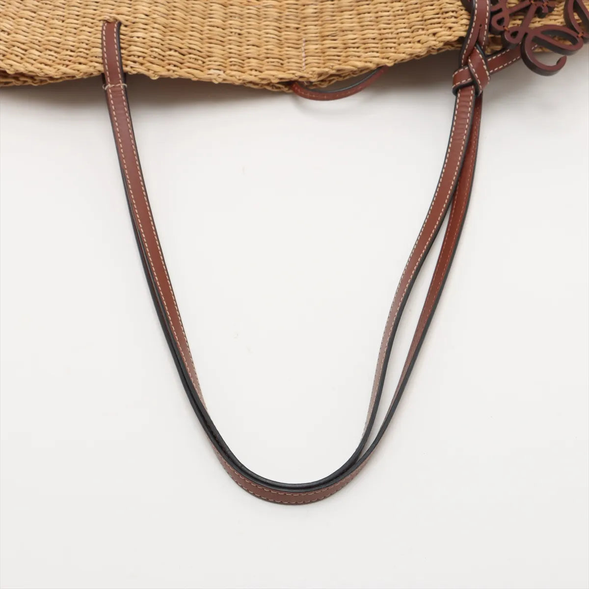 Loewe Small Basket Elephant Straw Bag Beige x Brown