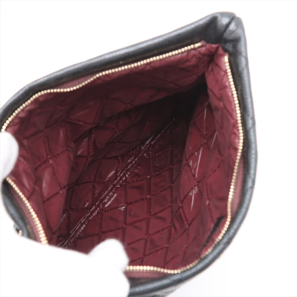 Chanel CC Logo Matelasse Caviar Skin Clutch Bag Black