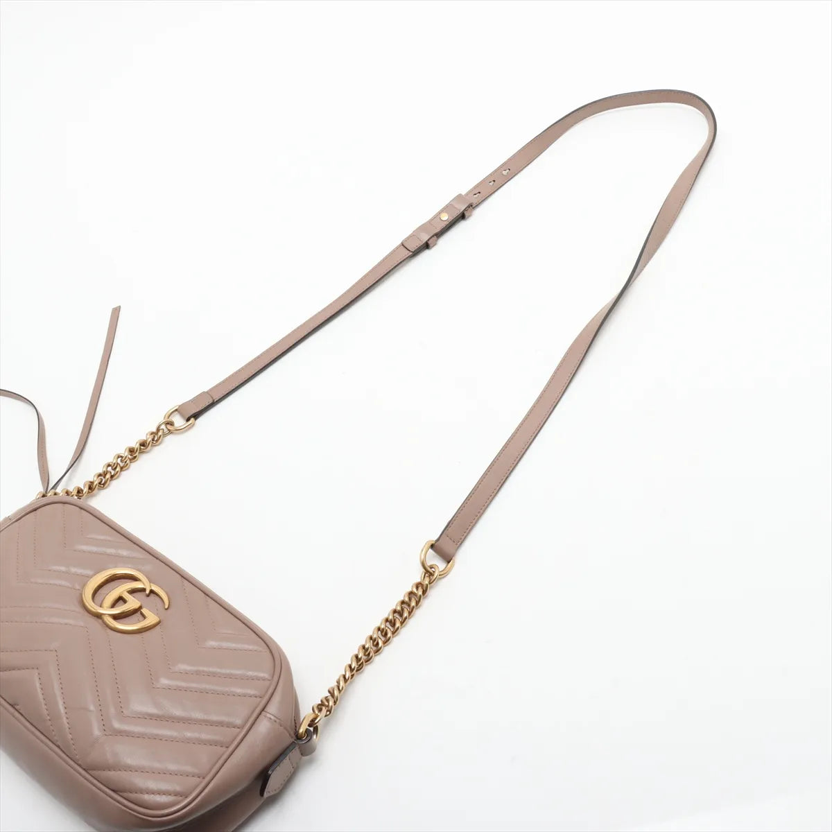Gucci GG Marmont Chevron Leather Shoulder Bag Pink