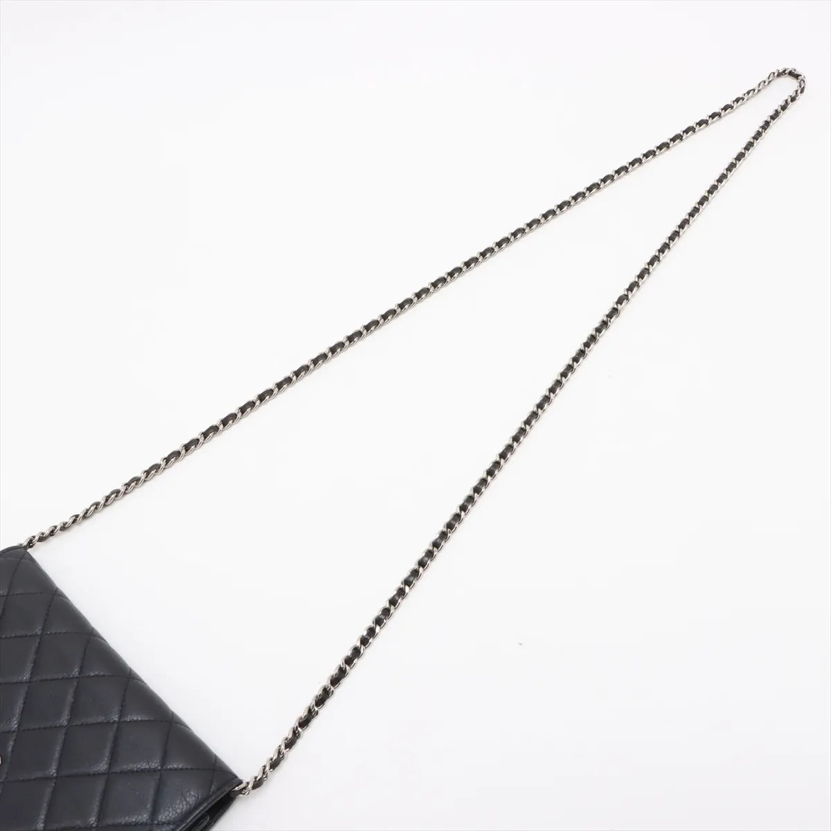Chanel CC Logo Matelasse Caviar Skin Wallet on Chain Navy Blue